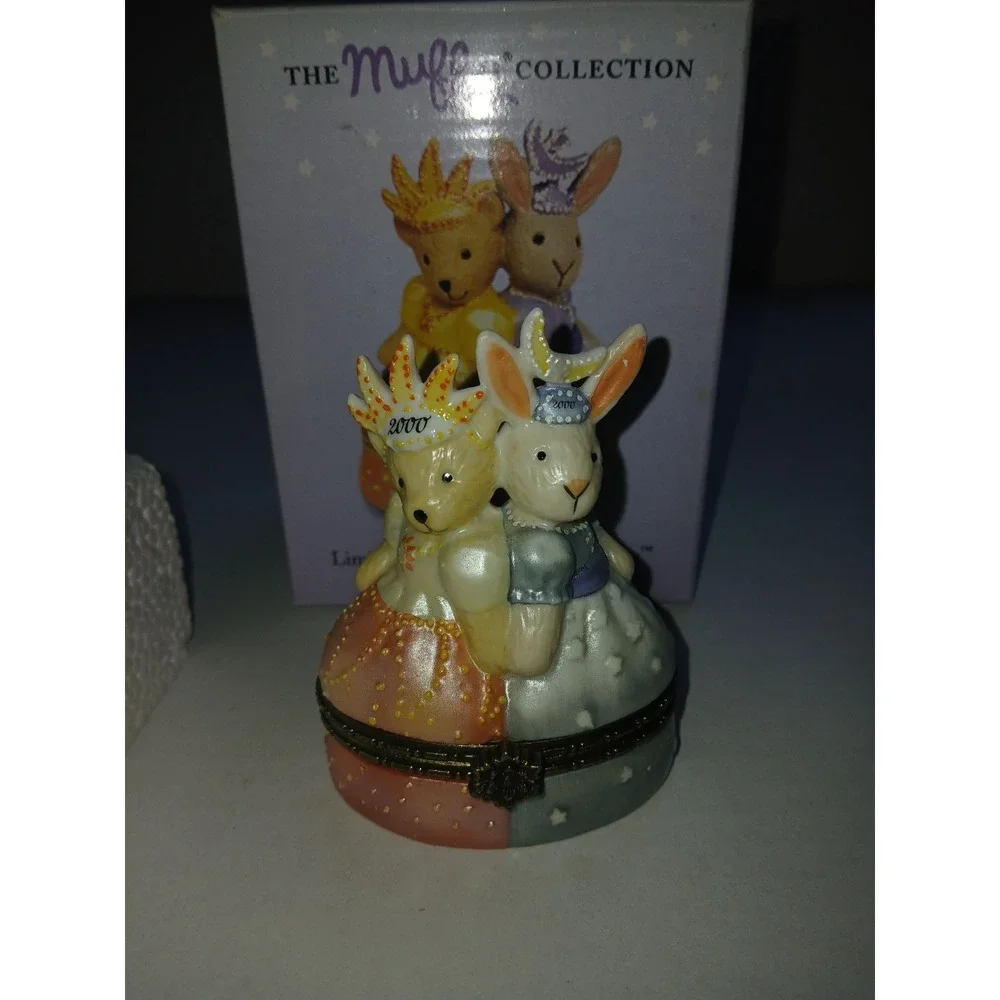 Vtg 2000 Muffy Vanderbear Muffy & Hoppy Limited Edition Millennium Porcelain Box